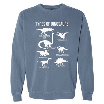 Types Of Dinosaurs  Dinosaur Lover Garment-Dyed Sweatshirt