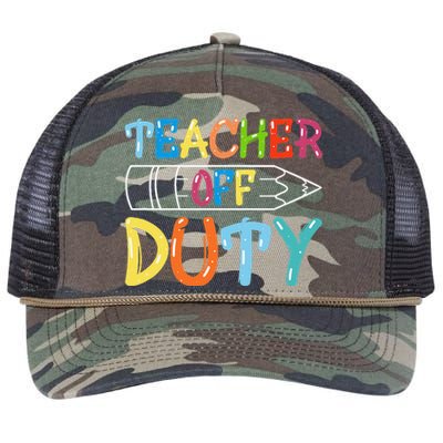 Teacher Off Duty Happy Last Day Of School Teacher Summer Retro Rope Trucker Hat Cap