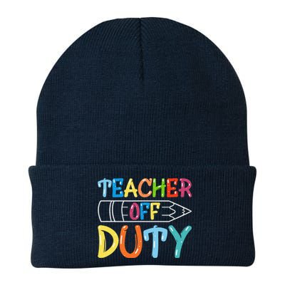 Teacher Off Duty Happy Last Day Of School Teacher Summer Knit Cap Winter Beanie