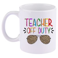 Teacher Off Duty Summer Break Cheetah 11oz C Handle Ceramic Mug