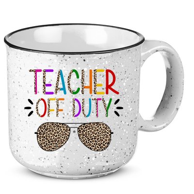 Teacher Off Duty Summer Break Cheetah 15oz Campfire Ceramic Mug