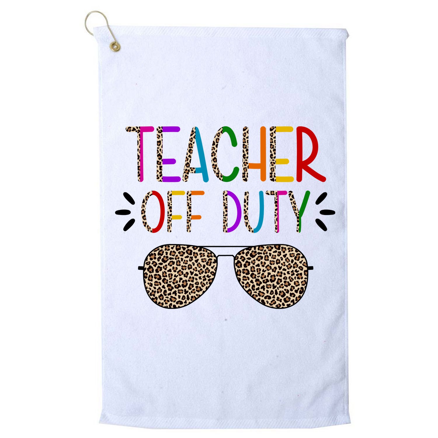 Teacher Off Duty Summer Break Cheetah Golf Towel