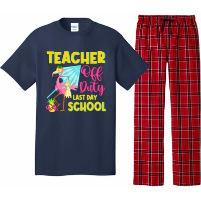 Teacher Off Duty Last Day Of School Flamingo Summer Teacher Pajama Set