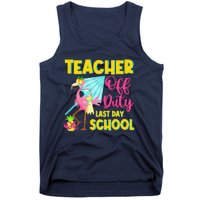 Teacher Off Duty Last Day Of School Flamingo Summer Teacher Tank Top