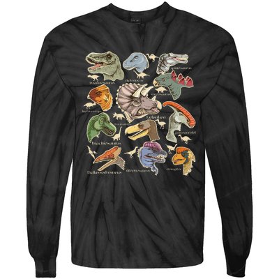 Types Of Dinosaurs Archaeologists Paleontologist Adult Men Tie-Dye Long Sleeve Shirt