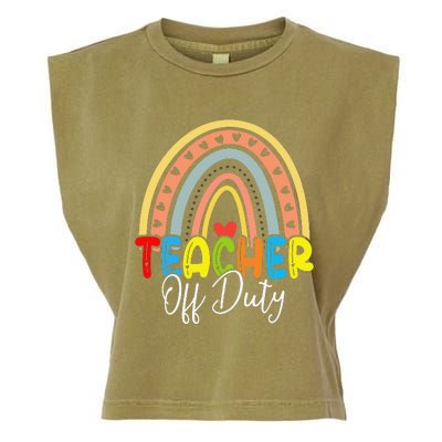 Teacher Off Duty Last Day Of School Rainbow Summer Garment-Dyed Women's Muscle Tee