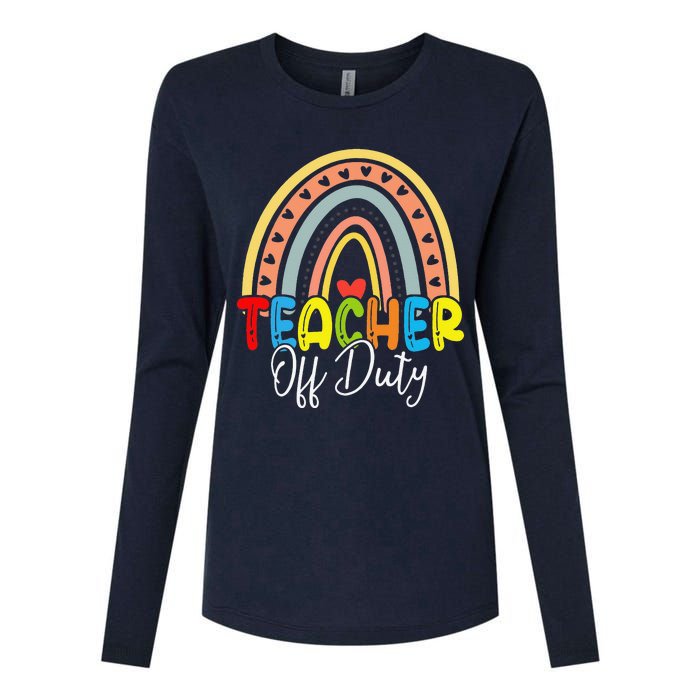 Teacher Off Duty Last Day Of School Rainbow Summer Womens Cotton Relaxed Long Sleeve T-Shirt