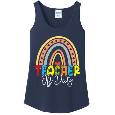 Teacher Off Duty Last Day Of School Rainbow Summer Ladies Essential Tank