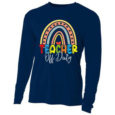 Teacher Off Duty Last Day Of School Rainbow Summer Cooling Performance Long Sleeve Crew