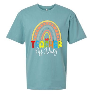 Teacher Off Duty Last Day Of School Rainbow Summer Sueded Cloud Jersey T-Shirt