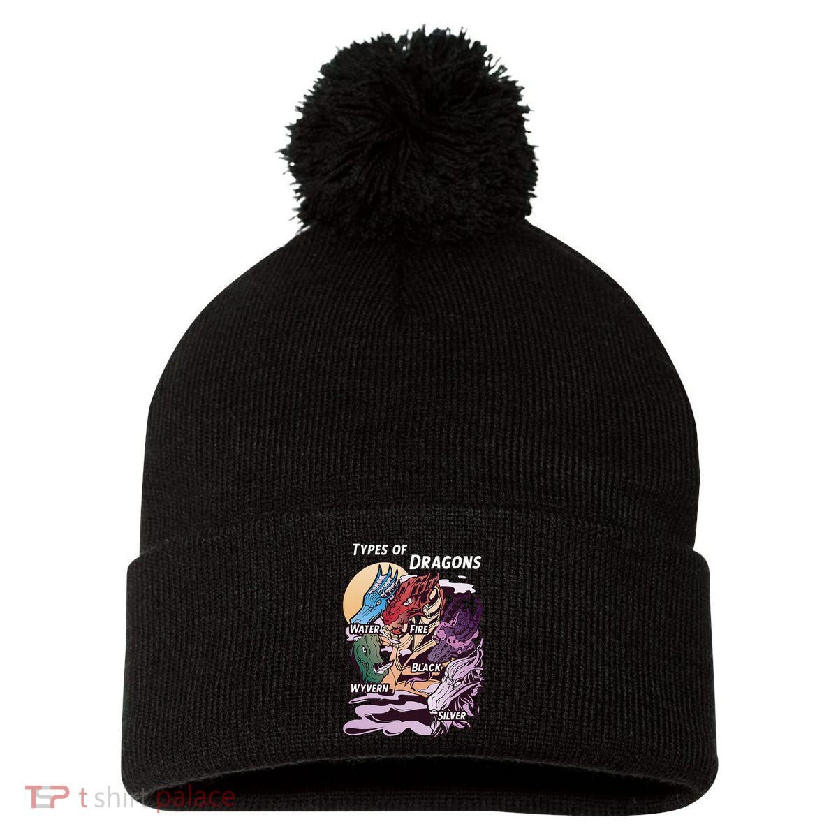 Types Of Dragons Funny Dragon Lover Gifts For Girls Pom Pom 12in Knit Beanie