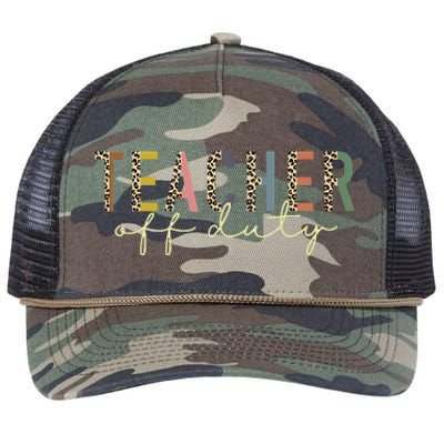 Teacher Off Duty Last Day Of School Summer Retro Rope Trucker Hat Cap