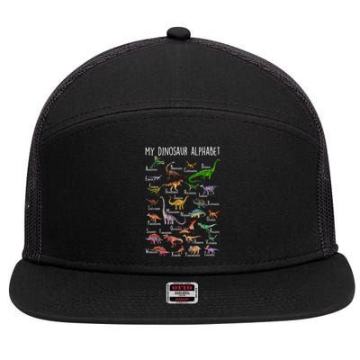 Types Of Dinosaurs Alphabet A Z Abc Dino Rex Identification 7 Panel Mesh Trucker Snapback Hat