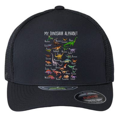 Types Of Dinosaurs Alphabet A Z Abc Dino Rex Identification Flexfit Unipanel Trucker Cap