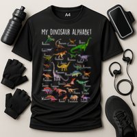 Types Of Dinosaurs Alphabet A Z Abc Dino Rex Identification Performance Shirt