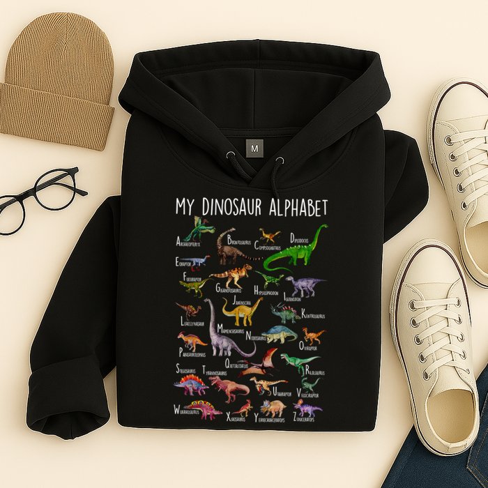 Types Of Dinosaurs Alphabet A Z Abc Dino Rex Identification Hoodie