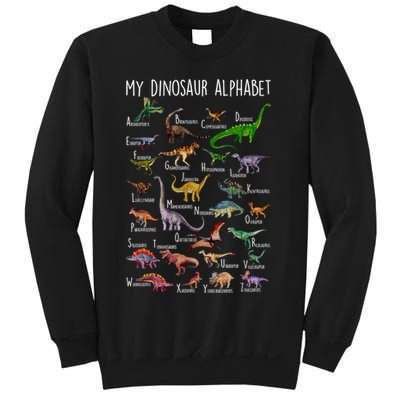 Types Of Dinosaurs Alphabet A Z Abc Dino Rex Identification Sweatshirt