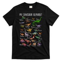 Types Of Dinosaurs Alphabet A Z Abc Dino Rex Identification T-Shirt