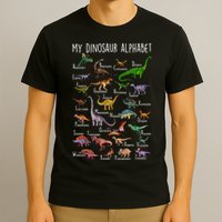 Types Of Dinosaurs Alphabet A Z Abc Dino Rex Identification T-Shirt