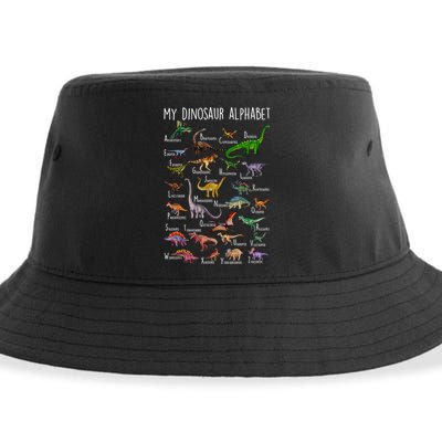 Types Of Dinosaurs Alphabet A Z Abc Dino Rex Identification Sustainable Bucket Hat