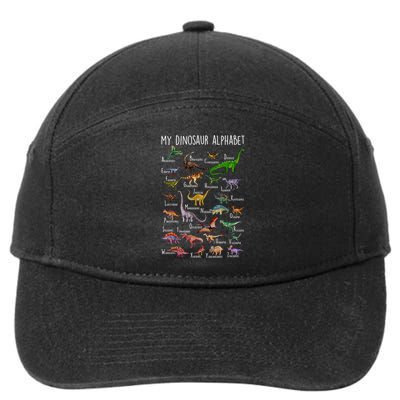 Types Of Dinosaurs Alphabet A Z Abc Dino Rex Identification 7-Panel Snapback Hat