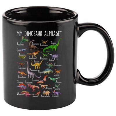Types Of Dinosaurs Alphabet A Z Abc Dino Rex Identification 11oz C Handle Ceramic Mug
