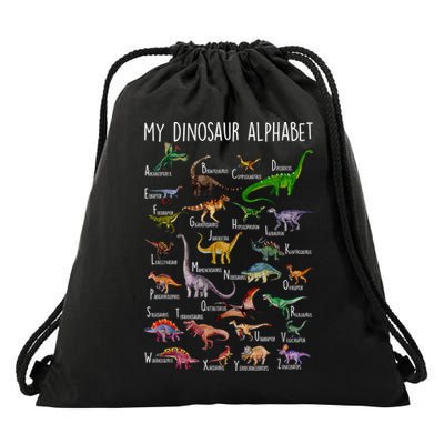 Types Of Dinosaurs Alphabet A Z Abc Dino Rex Identification Drawstring Bag