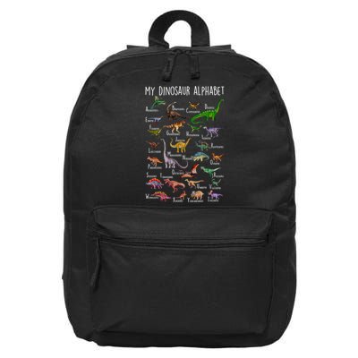 Types Of Dinosaurs Alphabet A Z Abc Dino Rex Identification 16 in Basic Backpack