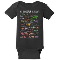 Types Of Dinosaurs Alphabet A Z Abc Dino Rex Identification Baby Bodysuit