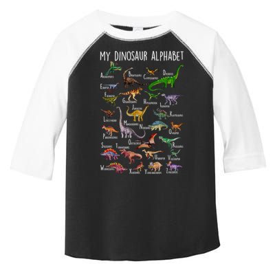 Types Of Dinosaurs Alphabet A Z Abc Dino Rex Identification Toddler Fine Jersey T-Shirt