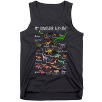 Types Of Dinosaurs Alphabet A Z Abc Dino Rex Identification Tank Top