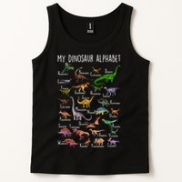 Types Of Dinosaurs Alphabet A Z Abc Dino Rex Identification Tank Top