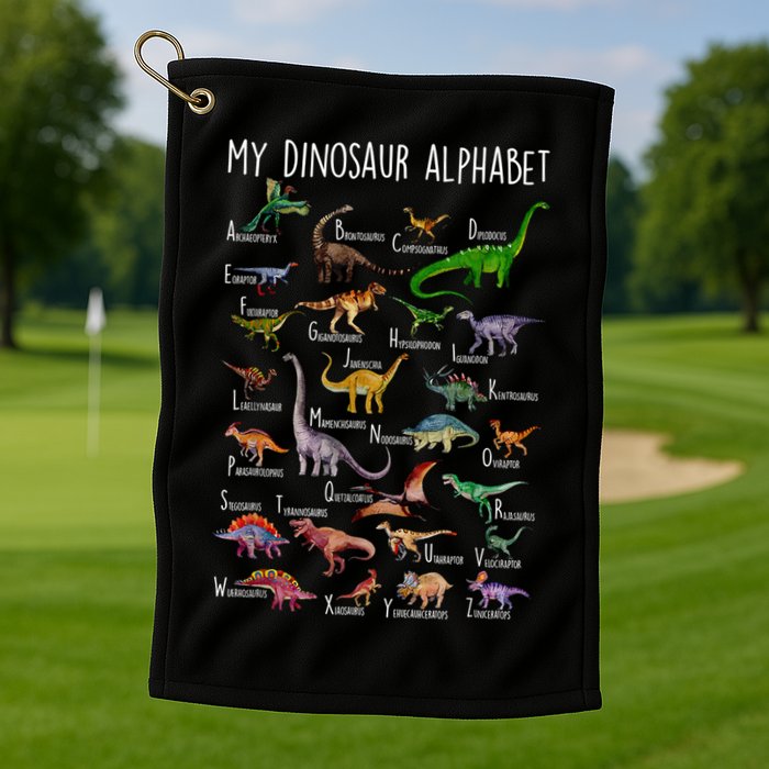 Types Of Dinosaurs Alphabet A Z Abc Dino Rex Identification Golf Towel