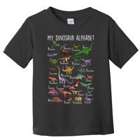 Types Of Dinosaurs Alphabet A Z Abc Dino Rex Identification Toddler T-Shirt