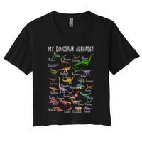 Types Of Dinosaurs Alphabet A Z Abc Dino Rex Identification Crop Top