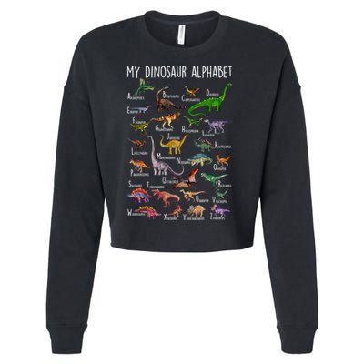 Types Of Dinosaurs Alphabet A Z Abc Dino Rex Identification Cropped Pullover Crew