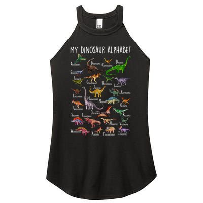 Types Of Dinosaurs Alphabet A Z Abc Dino Rex Identification Women's Perfect Tri Rocker Tank