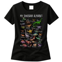 Types Of Dinosaurs Alphabet A Z Abc Dino Rex Identification Womens T-Shirt