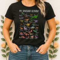 Types Of Dinosaurs Alphabet A Z Abc Dino Rex Identification Womens T-Shirt