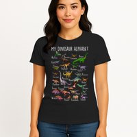 Types Of Dinosaurs Alphabet A Z Abc Dino Rex Identification Womens T-Shirt