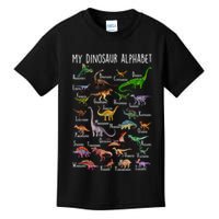 Types Of Dinosaurs Alphabet A Z Abc Dino Rex Identification Kids T-Shirt
