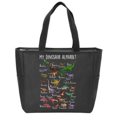 Types Of Dinosaurs Alphabet A Z Abc Dino Rex Identification Zip Tote Bag