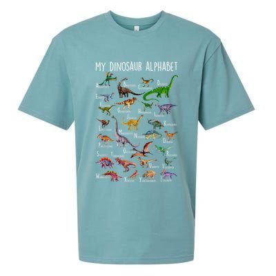 Types Of Dinosaurs Alphabet A Z Abc Dino Rex Identification Sueded Cloud Jersey T-Shirt
