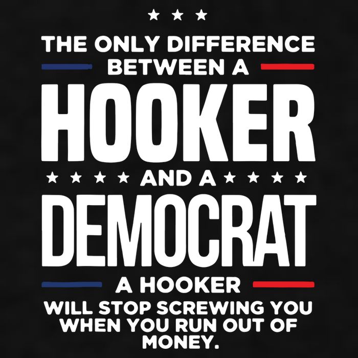 The Only Difference Between A Hooker And A Democrat Ladies PosiCharge Tri-Blend Wicking Tank