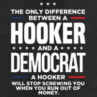 The Only Difference Between A Hooker And A Democrat 7 Panel Mesh Trucker Snapback Hat