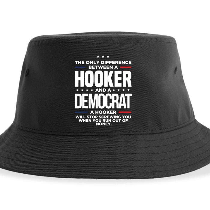 The Only Difference Between A Hooker And A Democrat Sustainable Bucket Hat