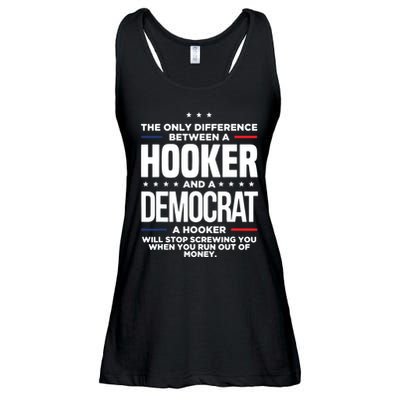 The Only Difference Between A Hooker And A Democrat Ladies Essential Flowy Tank