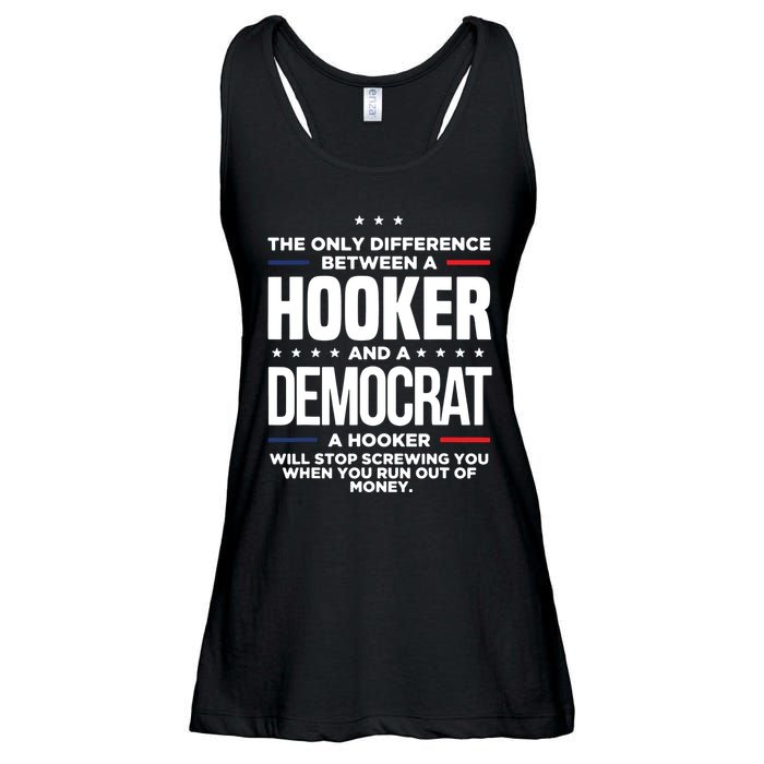 The Only Difference Between A Hooker And A Democrat Ladies Essential Flowy Tank