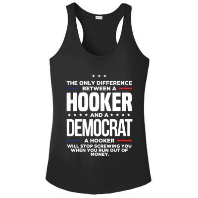 The Only Difference Between A Hooker And A Democrat Ladies PosiCharge Competitor Racerback Tank