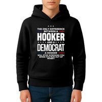 The Only Difference Between A Hooker And A Democrat Kids Hoodie
